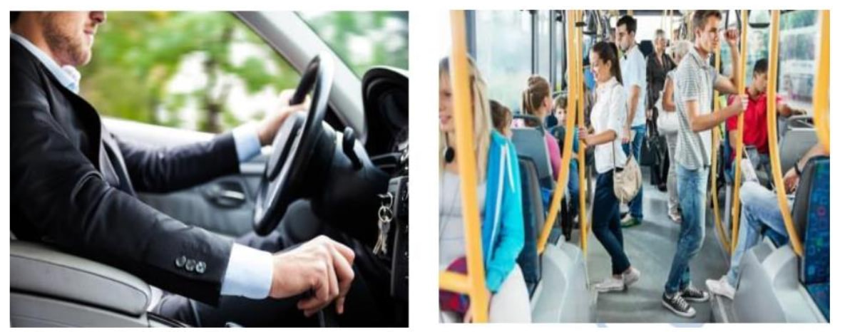Driving a car and using public transport comparison